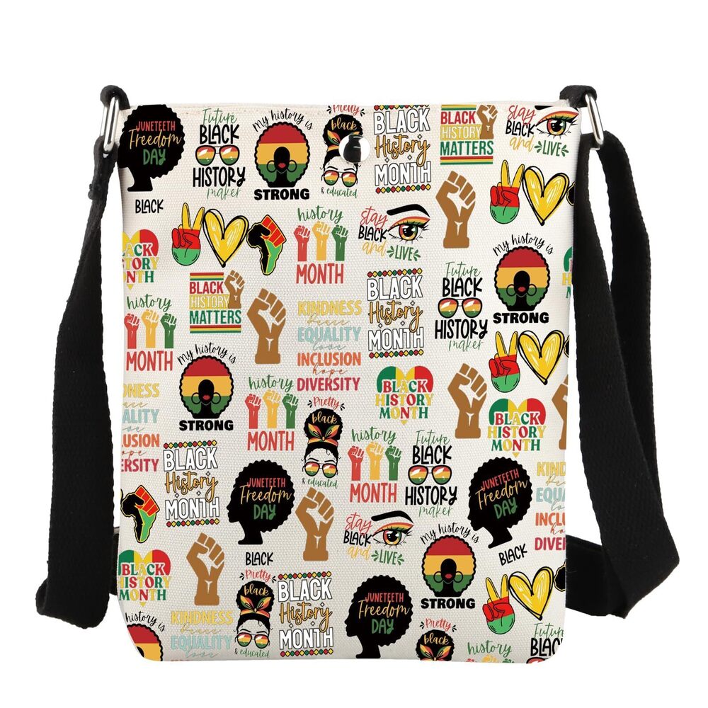 7845 Black History Month Crossbody Bag Motivational Quote Juneteenth